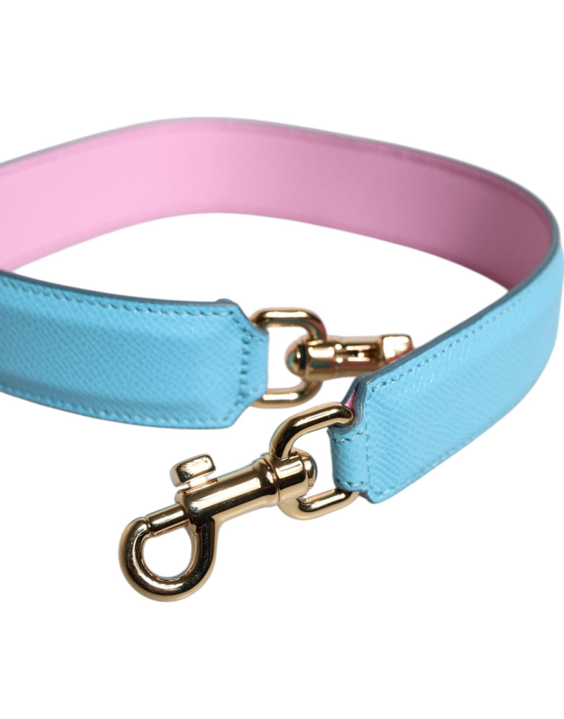 Pink Blue Leather Handle Bag Shoulder Strap Dolce & Gabbana