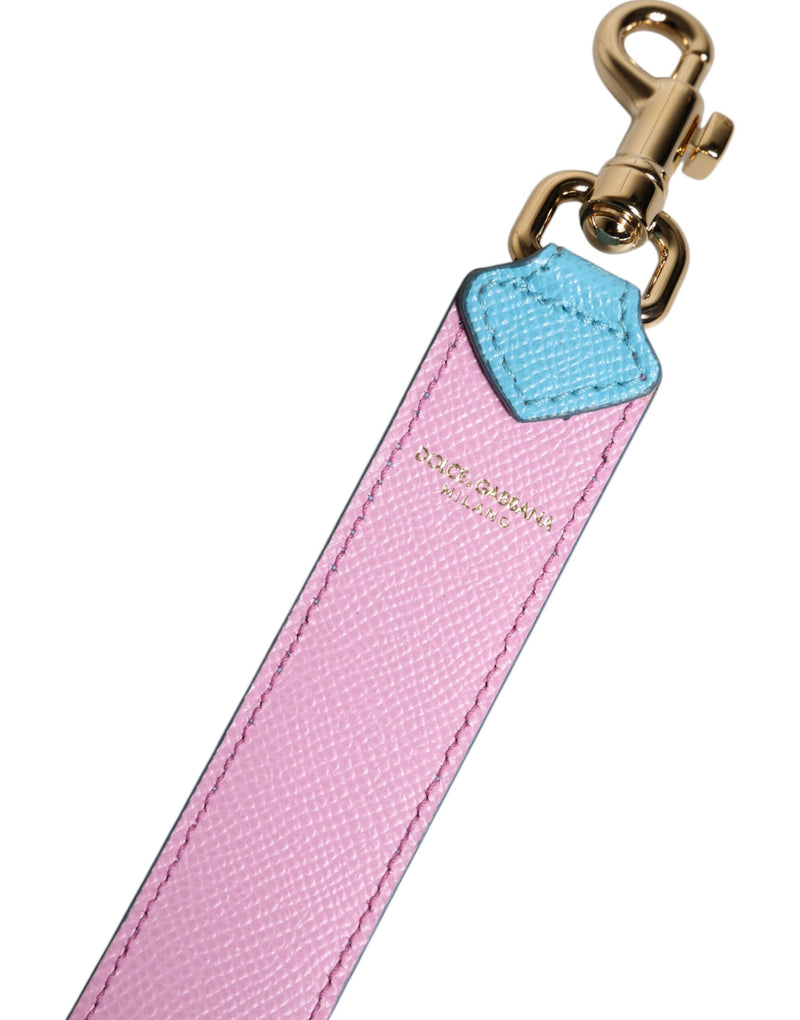 Pink Blue Leather Handle Bag Shoulder Strap Dolce & Gabbana