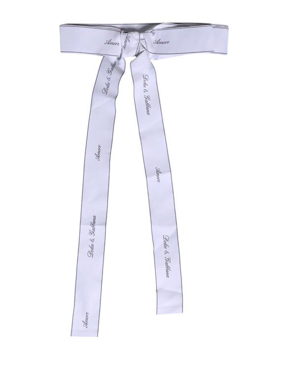 White Waist Ribbon Wide Bow Logo Belt Dolce & Gabbana