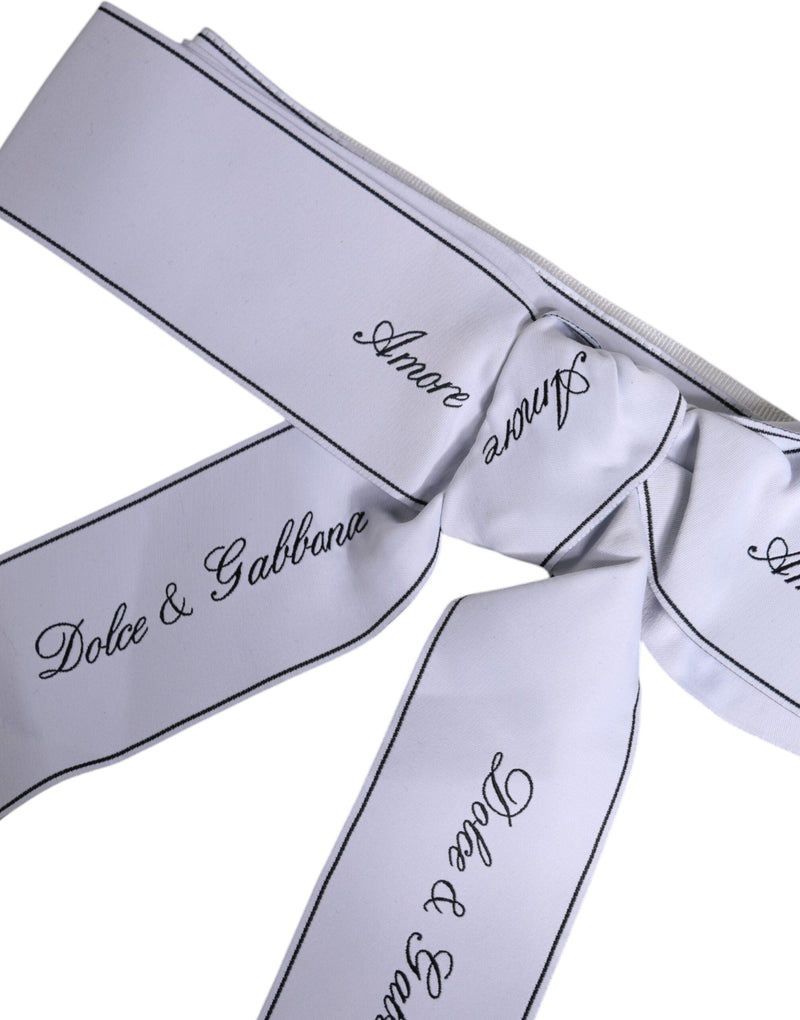 White Waist Ribbon Wide Bow Logo Belt Dolce & Gabbana