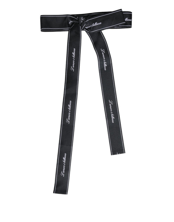Black Waist Ribbon Wide Bow Logo Belt Dolce & Gabbana