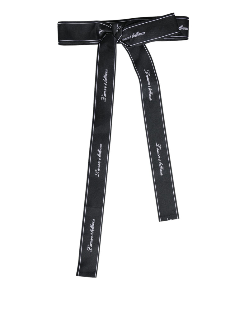 Black Waist Ribbon Wide Bow Logo Belt Dolce & Gabbana