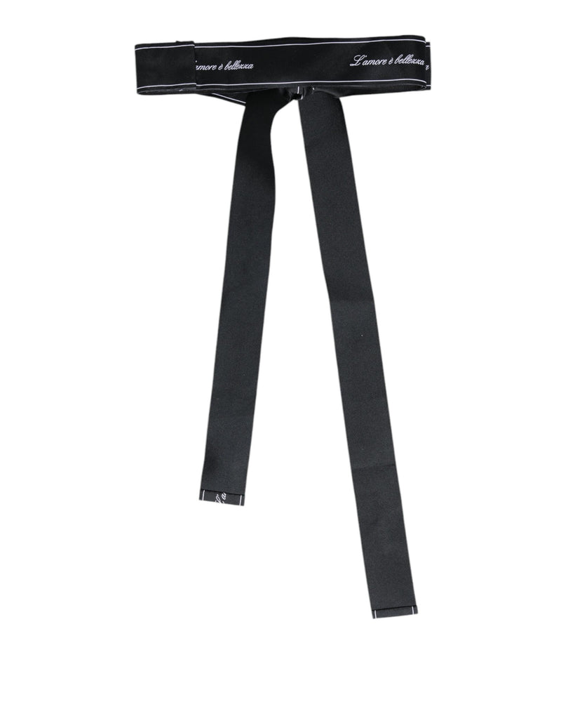 Black Waist Ribbon Wide Bow Logo Belt Dolce & Gabbana