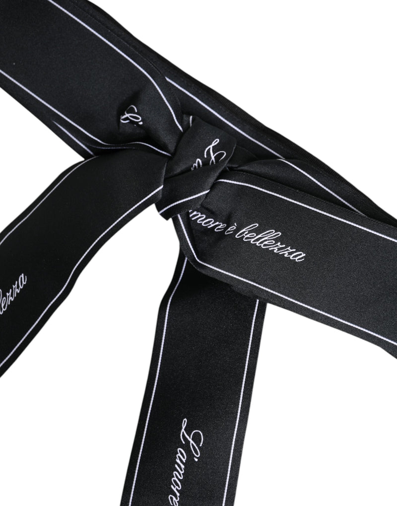 Black Waist Ribbon Wide Bow Logo Belt Dolce & Gabbana