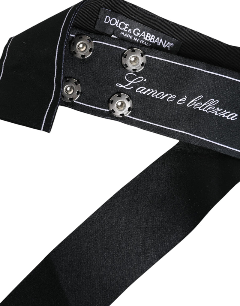 Black Waist Ribbon Wide Bow Logo Belt Dolce & Gabbana