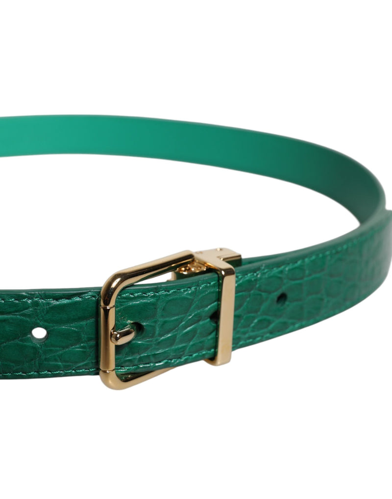 Green Leather Logo Metal Waist Buckle Belt Dolce & Gabbana