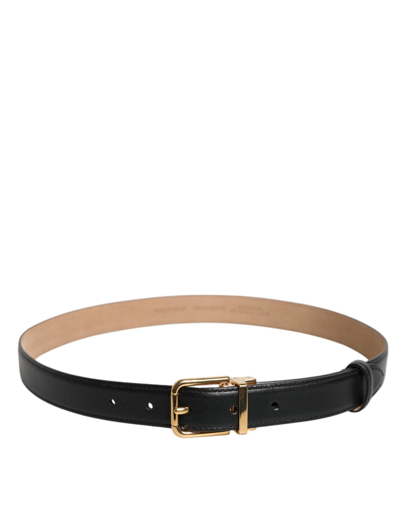 Black Leather Logo Metal Waist Buckle Belt Dolce & Gabbana