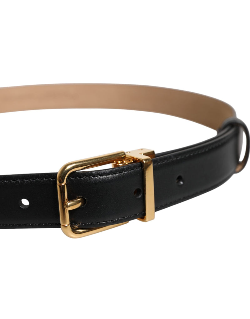 Black Leather Logo Metal Waist Buckle Belt Dolce & Gabbana