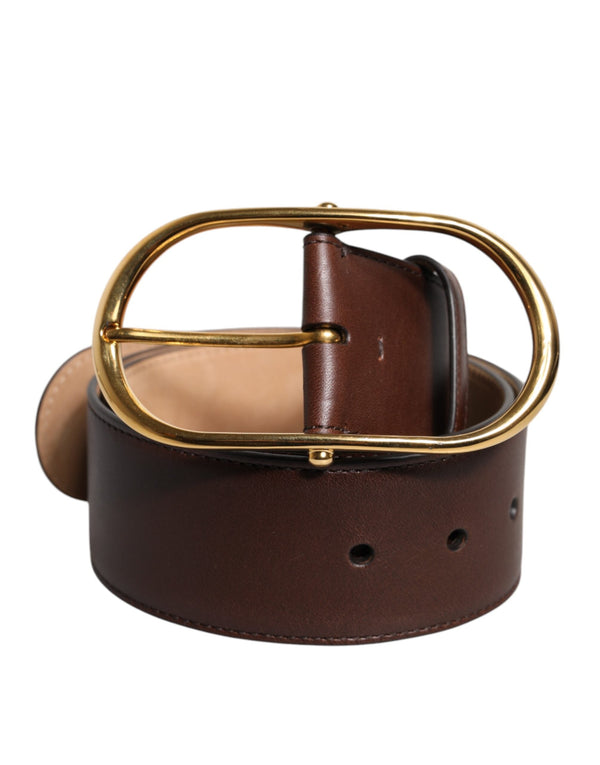 Brown Leather Waist Gold Metal Buckle Belt Dolce & Gabbana