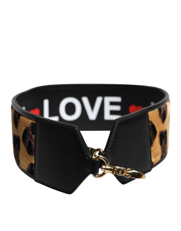 Multicolor Leopard Logo Love Bag Shoulder Strap Dolce & Gabbana