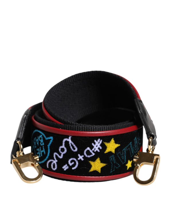 Black Cotton Printed Bag Shoulder Strap Dolce & Gabbana