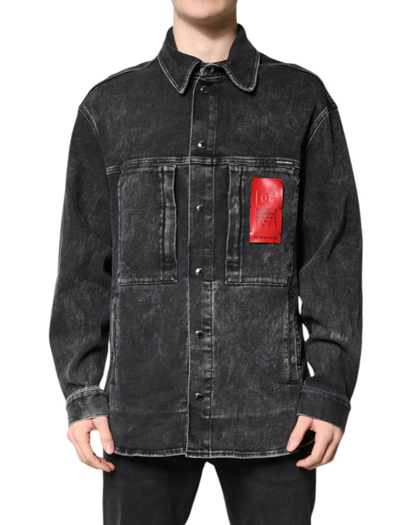 Black Logo Cotton Stretch Denim Jacket Dolce & Gabbana