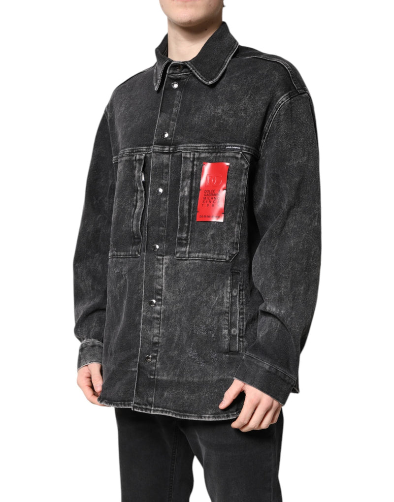 Black Logo Cotton Stretch Denim Jacket Dolce & Gabbana
