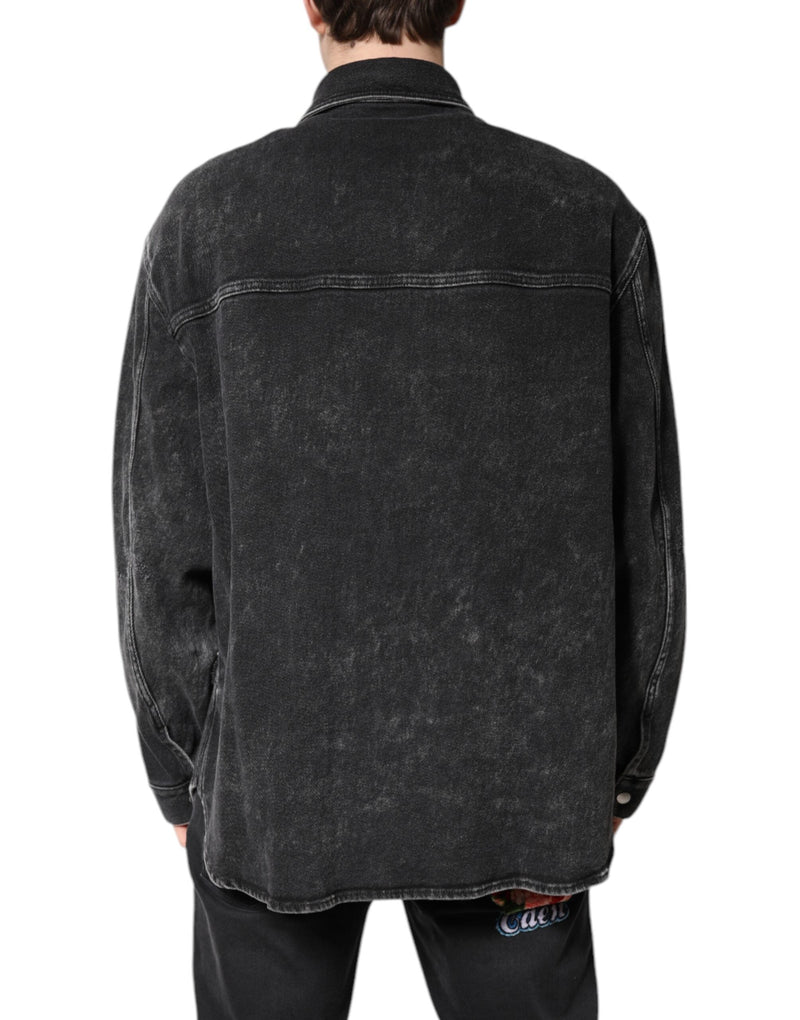 Black Logo Cotton Stretch Denim Jacket Dolce & Gabbana