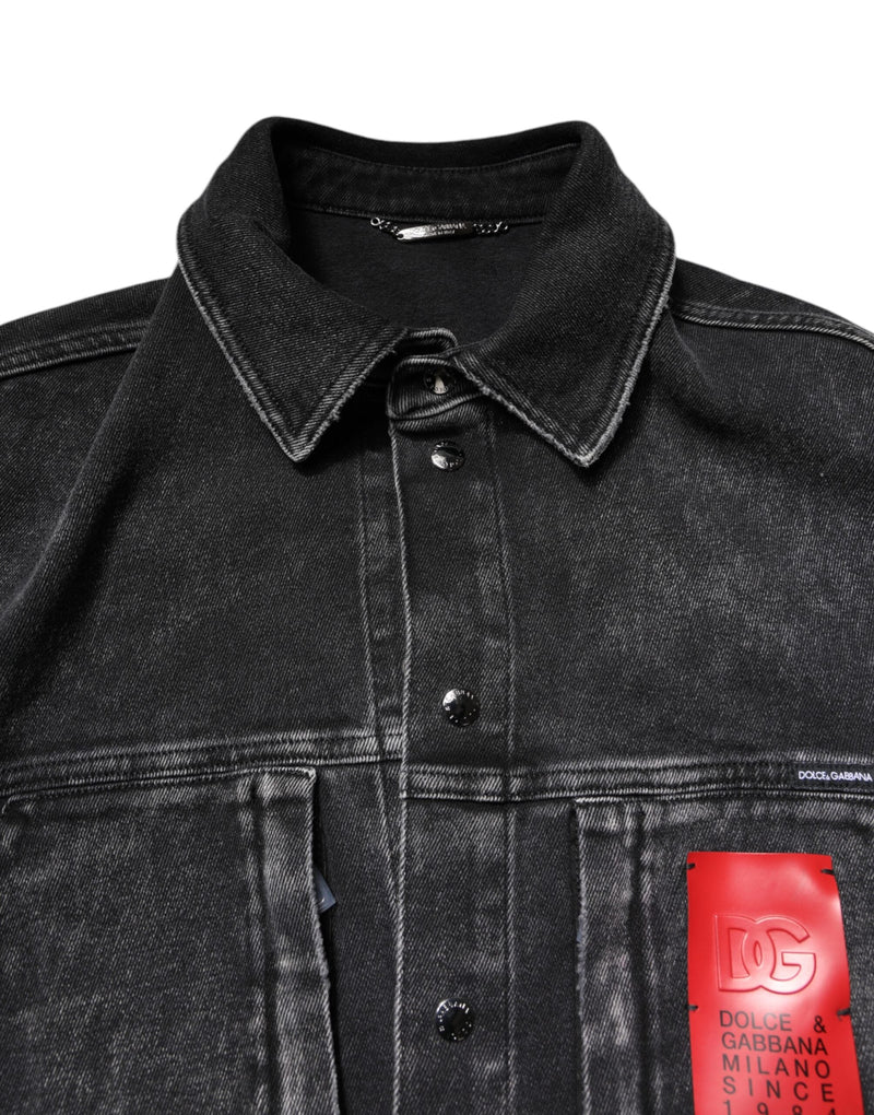 Black Logo Cotton Stretch Denim Jacket Dolce & Gabbana
