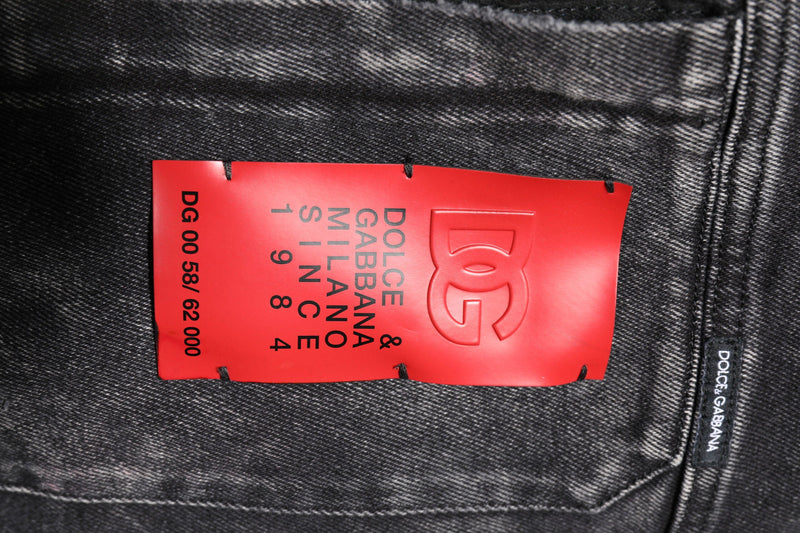 Black Logo Cotton Stretch Denim Jacket Dolce & Gabbana