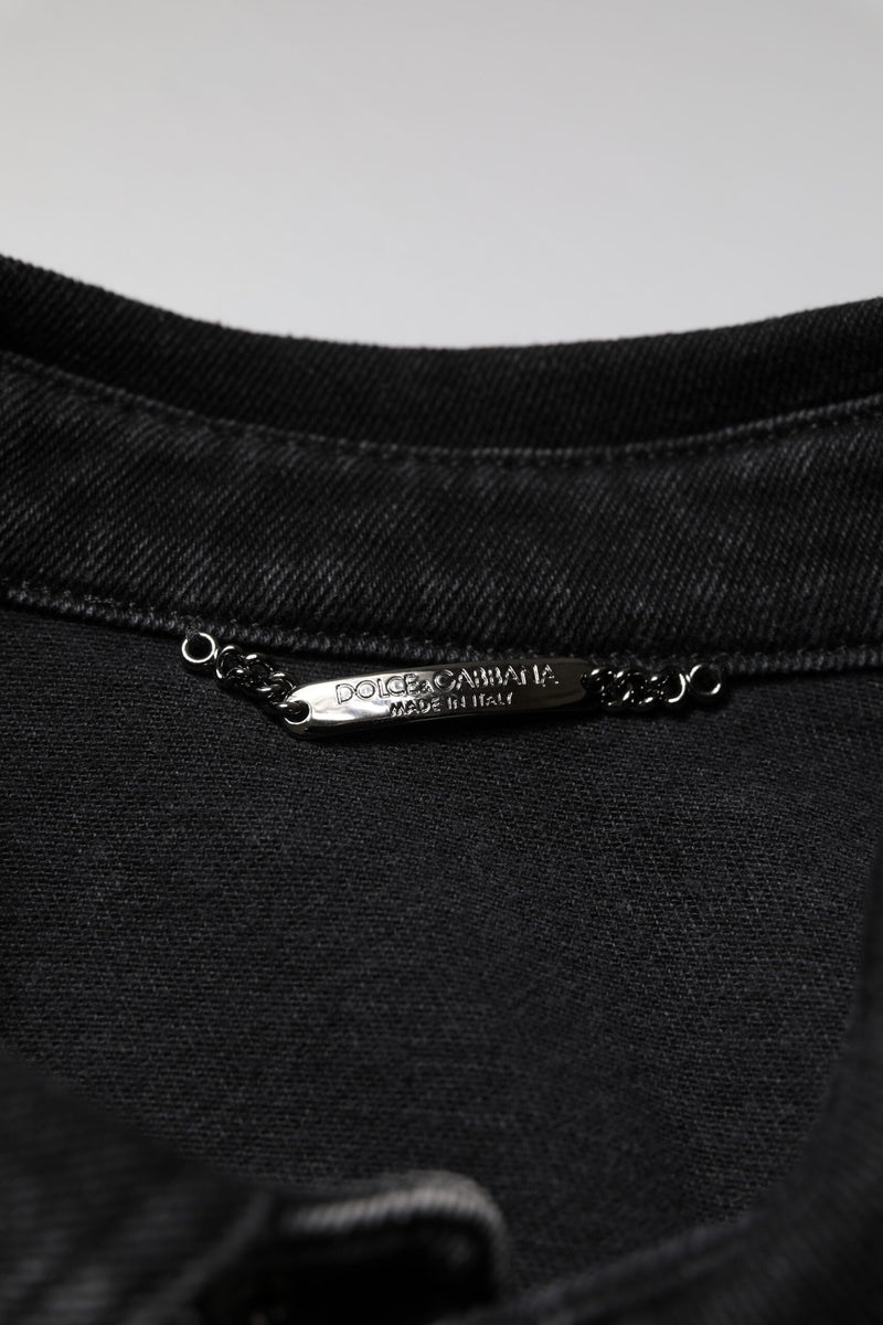 Black Logo Cotton Stretch Denim Jacket Dolce & Gabbana