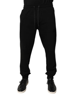 Black Cotton Mid Waist Jogger Sweatpants Pants Dolce & Gabbana
