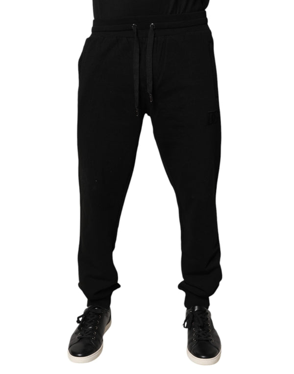 Black Cotton Mid Waist Jogger Sweatpants Pants Dolce & Gabbana