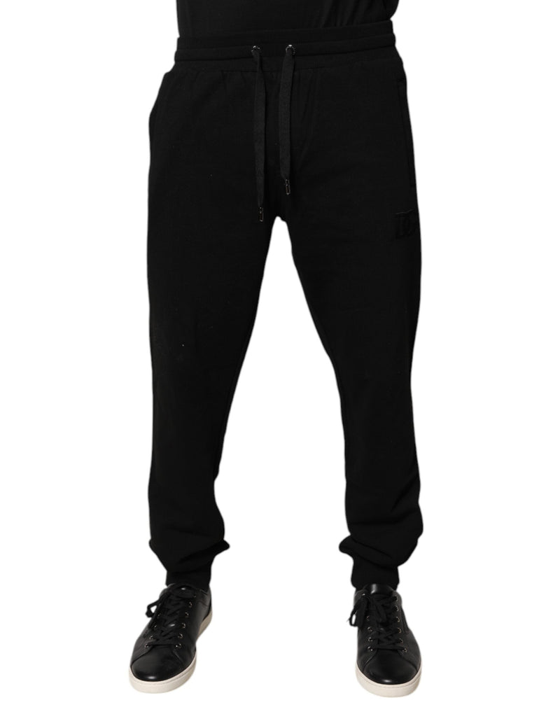 Black Cotton Mid Waist Jogger Sweatpants Pants Dolce & Gabbana