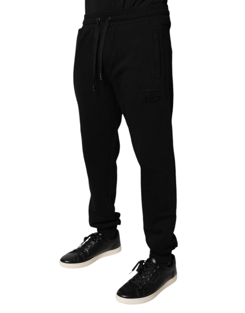 Black Cotton Mid Waist Jogger Sweatpants Pants Dolce & Gabbana