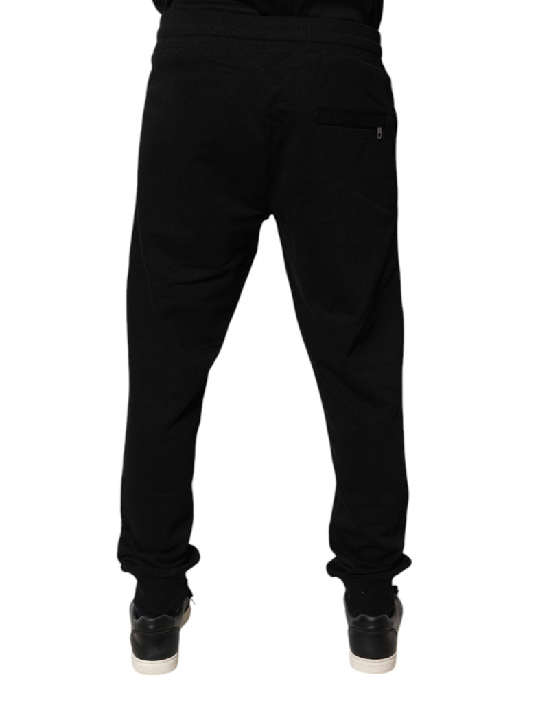 Black Cotton Mid Waist Jogger Sweatpants Pants Dolce & Gabbana