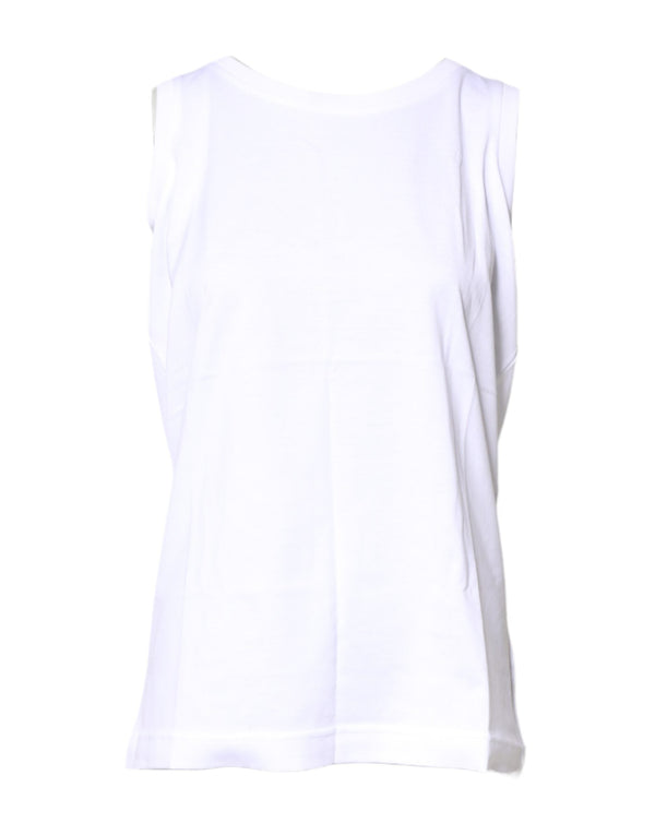 White Cotton Sleeveless Crew Neck T-shirt Dolce & Gabbana