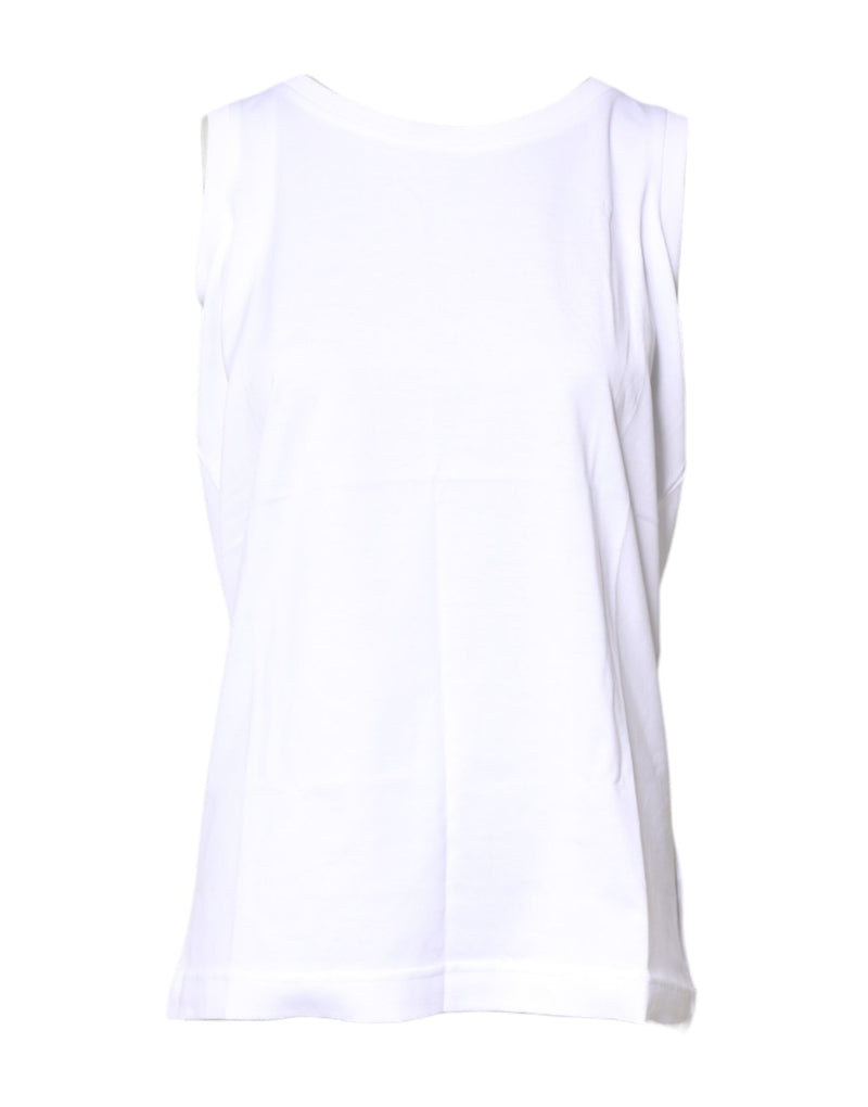 White Cotton Sleeveless Crew Neck T-shirt Dolce & Gabbana