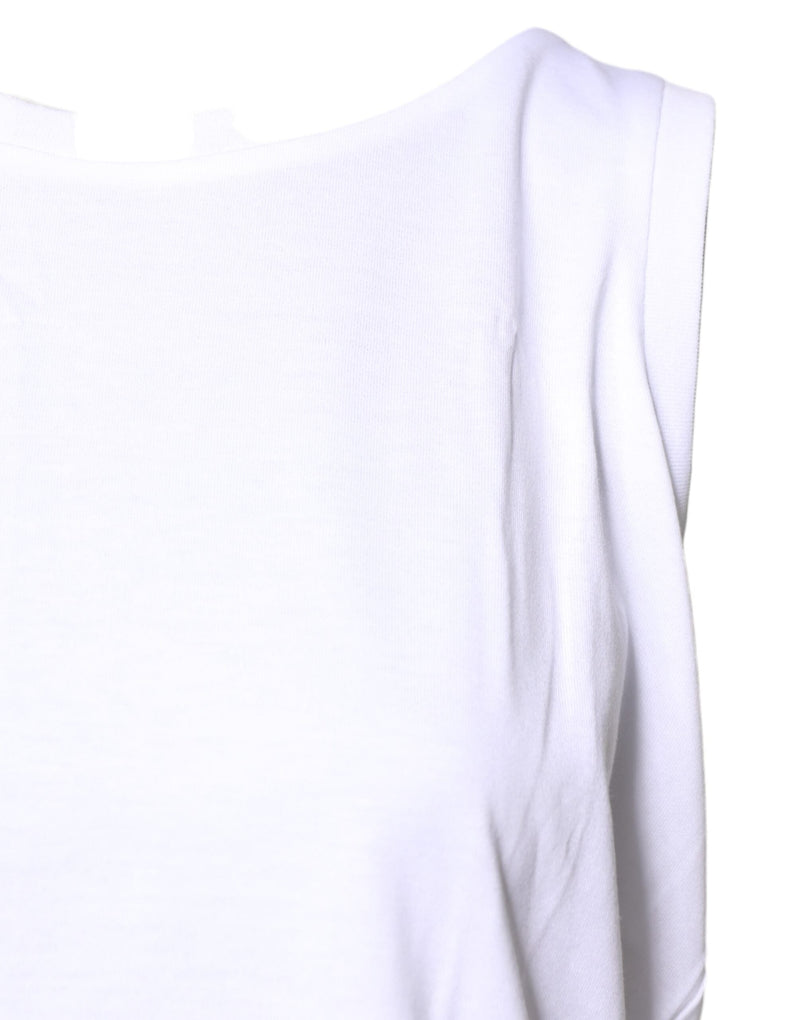 White Cotton Sleeveless Crew Neck T-shirt Dolce & Gabbana