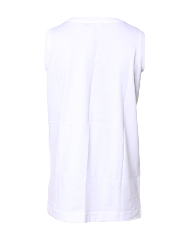 White Cotton Sleeveless Crew Neck T-shirt Dolce & Gabbana