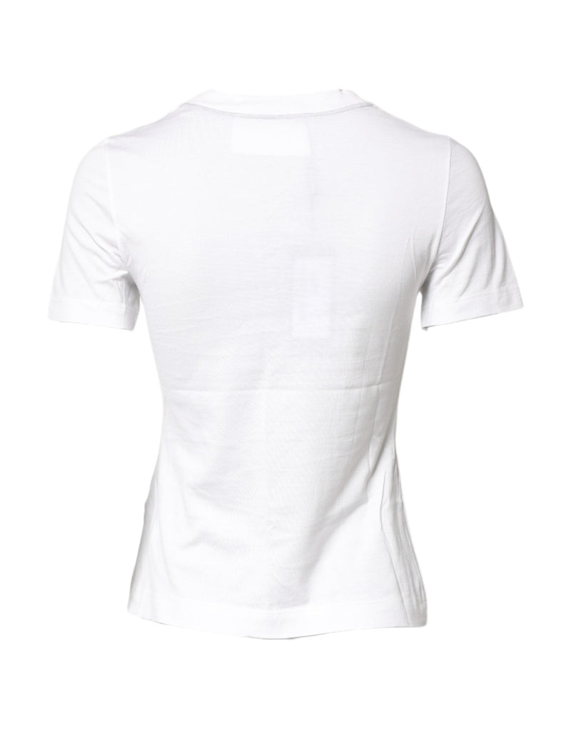 White Cotton Graphic Print Crew Neck T-shirt Dolce & Gabbana
