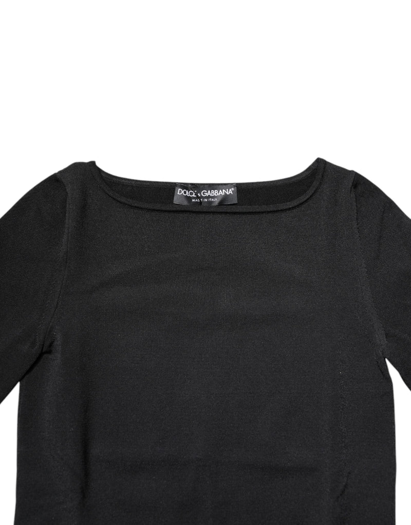 Black Viscose Long Sleeves Pullover Top Dolce & Gabbana