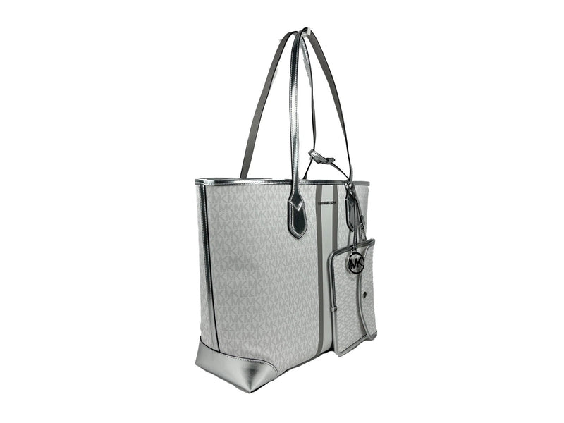 Eva Large Stripe Travel Tote Bag Plus Pouch White Michael Kors