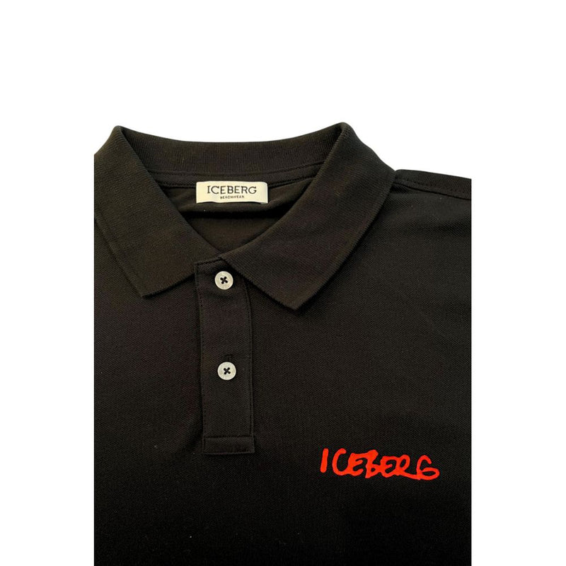 Black Cotton Polo Shirt Iceberg