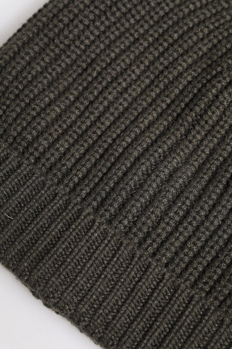 Dark Gray Cashmere Knit Winter Beanie Hat Dolce & Gabbana