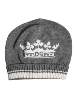 Gray Cashmere Knitted Winter Beanie Hat Dolce & Gabbana