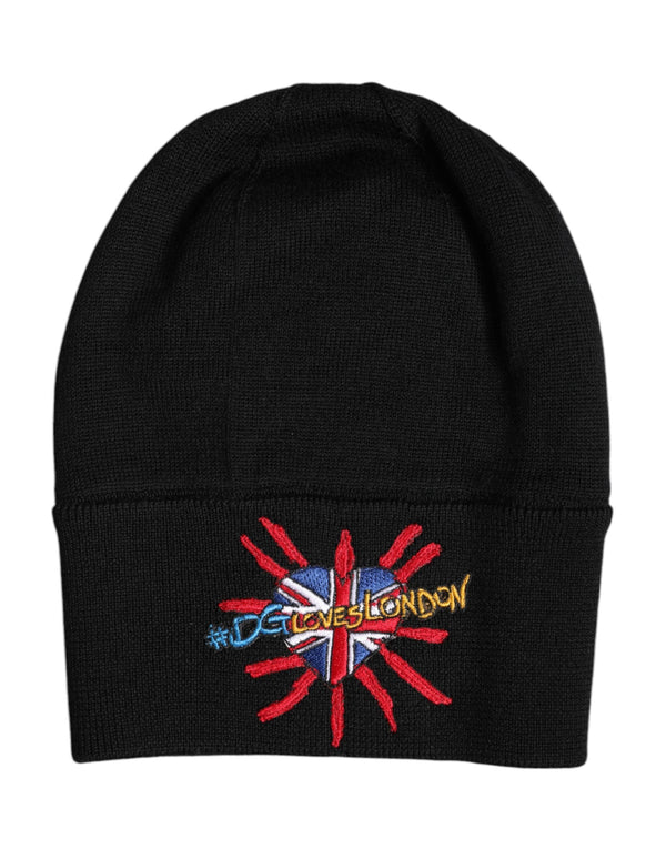 Black #DGLOVESLONDON Knitted Beanie Hat Dolce & Gabbana