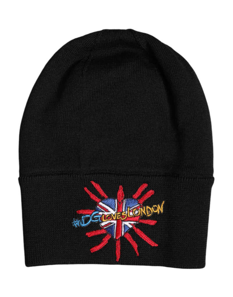 Black #DGLOVESLONDON Knitted Beanie Hat Dolce & Gabbana
