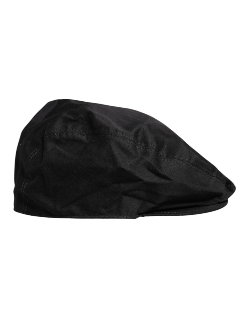 Black Cotton Newsboy Capello Cabbie Hat Dolce & Gabbana