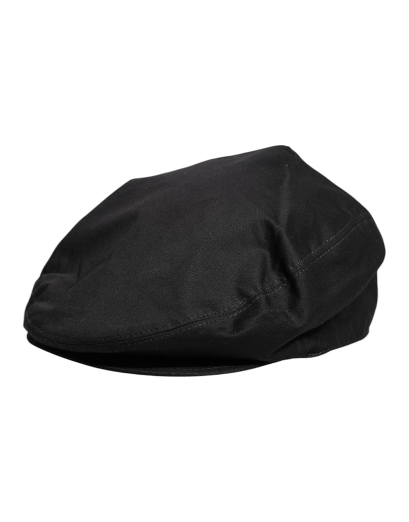 Black Cotton Newsboy Capello Cabbie Hat Dolce & Gabbana