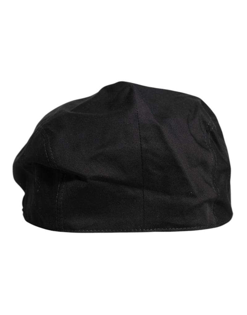 Black Cotton Newsboy Capello Cabbie Hat Dolce & Gabbana