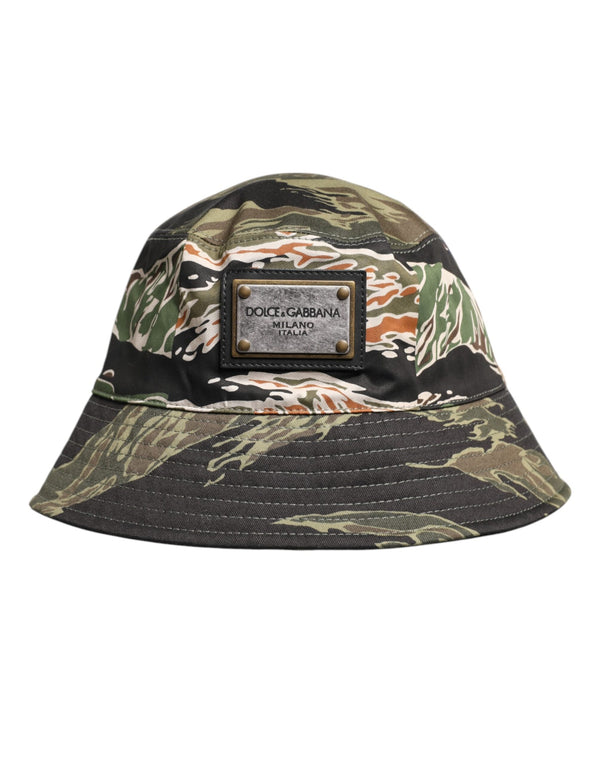 Multicolor DG Plaque Wide Brim Bucket Hat Dolce & Gabbana