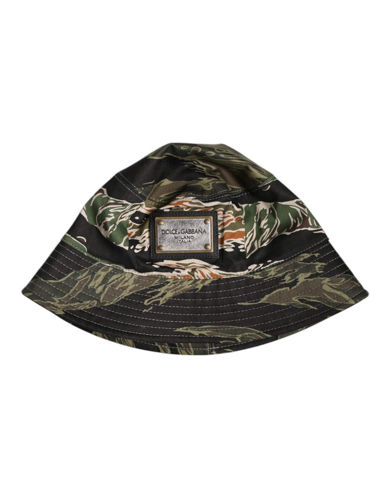 Multicolor DG Plaque Wide Brim Bucket Hat Dolce & Gabbana