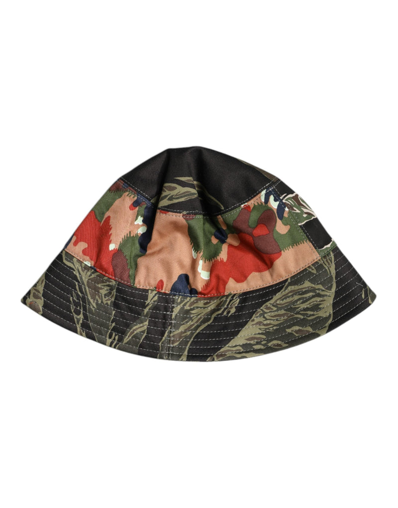 Multicolor DG Plaque Wide Brim Bucket Hat Dolce & Gabbana