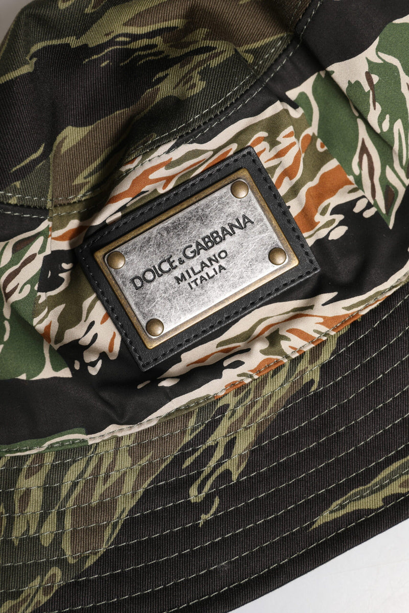 Multicolor DG Plaque Wide Brim Bucket Hat Dolce & Gabbana
