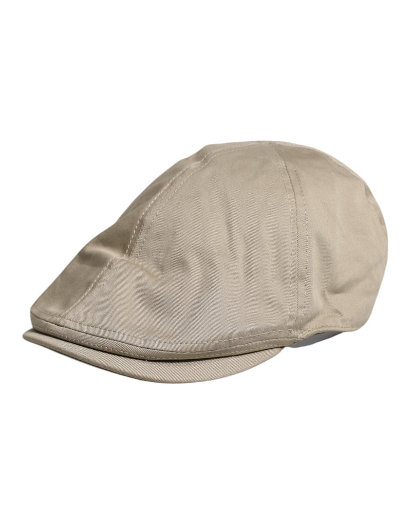 Beige Cotton Newsboy Capello Cabbie Hat Dolce & Gabbana