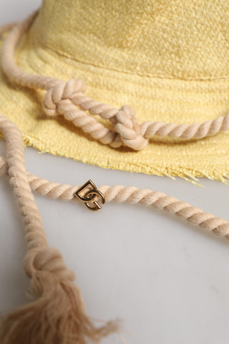 Yellow Cotton Wide Brim Bucket Dolce & Gabbana