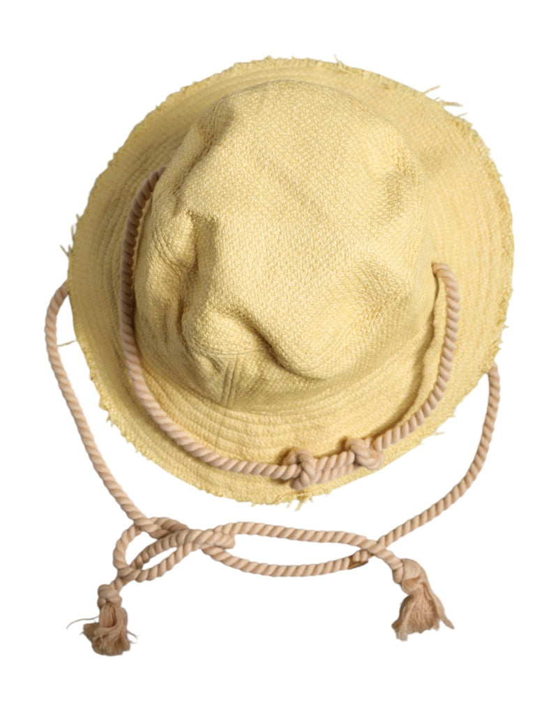 Yellow Cotton Wide Brim Bucket Dolce & Gabbana