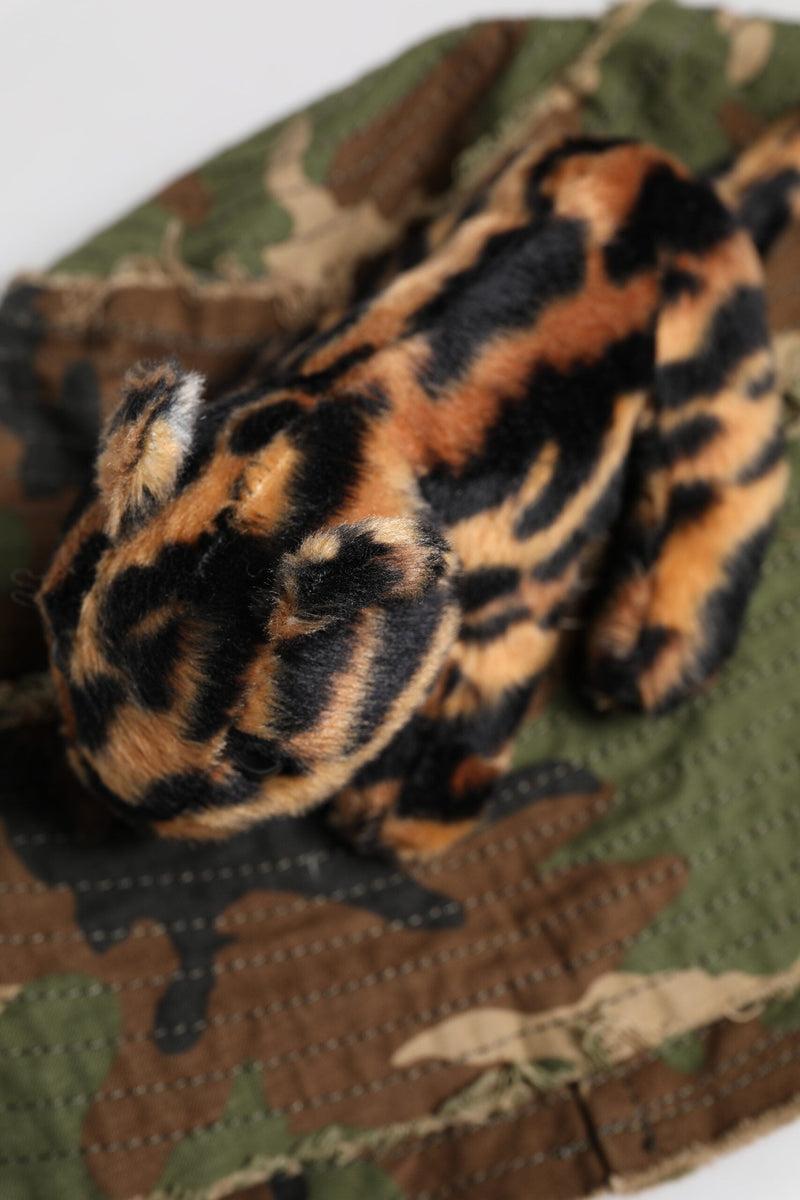 Multicolor Leopard Embellish Wide Brim Bucket Hat Dolce & Gabbana