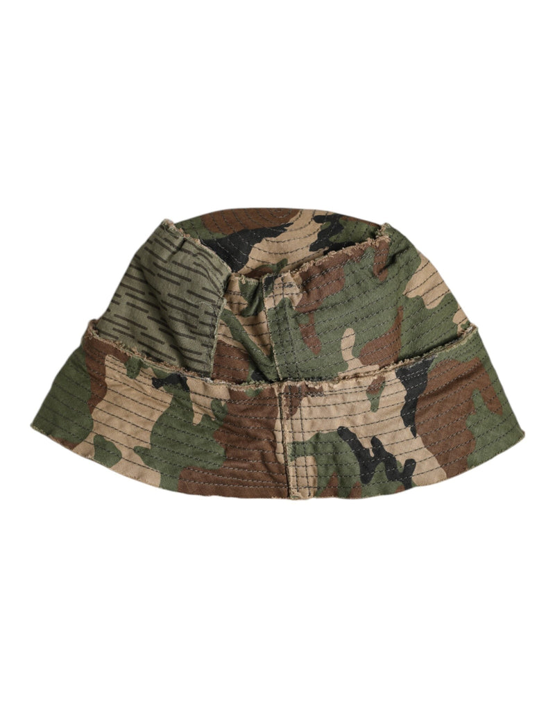 Multicolor Leopard Embellish Wide Brim Bucket Hat Dolce & Gabbana